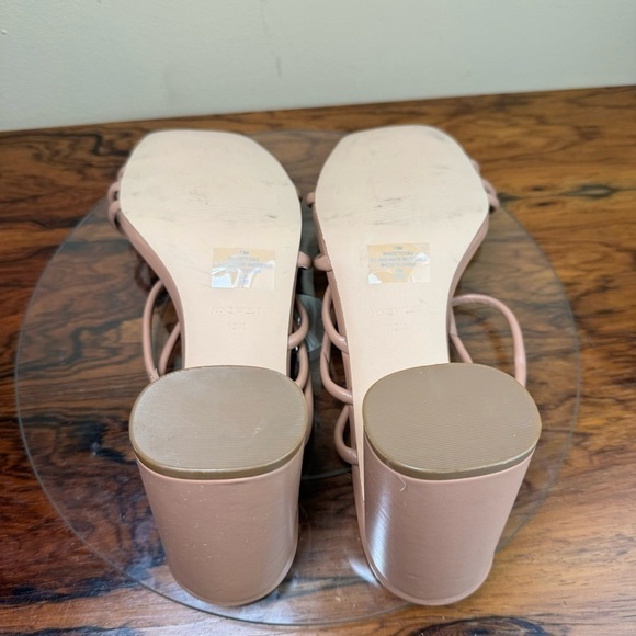 NINE WEST Strappy Open Toe Heel Sandals Platform Block Heels Size 13 - Picture 14 of 15